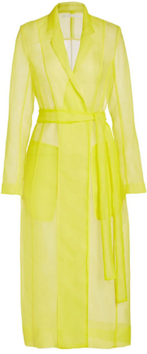New JASON WU $2195 Lemon Yellow Sheer Crinkle Organza Trench