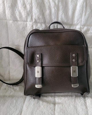 Backpack Small Vintage ESPRIT BROWN BAG   Front Pocket Snap ZIP CLOSURE Unisex 