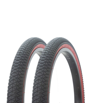 PAIR Bicycle Bike Tire 20'' x 1.95'' Black/Red BMX PRO+ X-CROSS THREAD