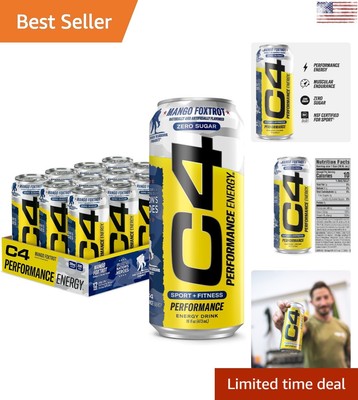 C4 Energy Zero Sugar Pre Workout Drink - Explosive Energy, Endurance - 16oz (12)