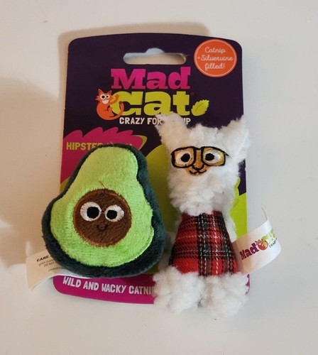 Mad Cat Crazy For Catnip Silverwine Filled Cat Toy Hipster Llama Avocado 2Pk
