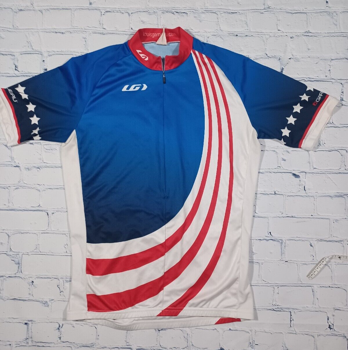 LOUIS GARNEAU White×blue Louis Garneau Jersey Mens Sz M Red White Blue Cycling Full
