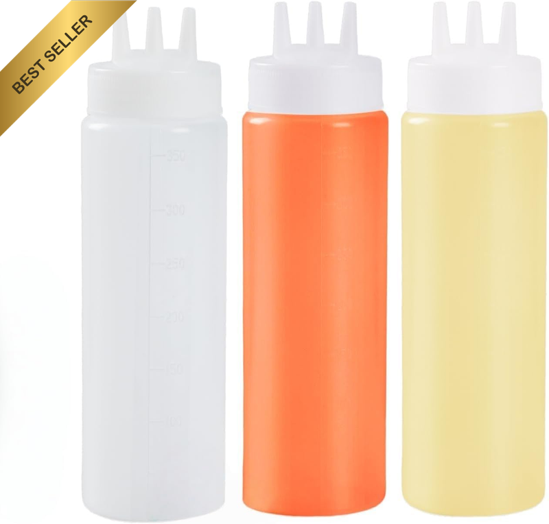 Triple - Nozzle Squeeze Dispensers: Reusable, Dust - Proof, 3 - Piece Set (400Ml