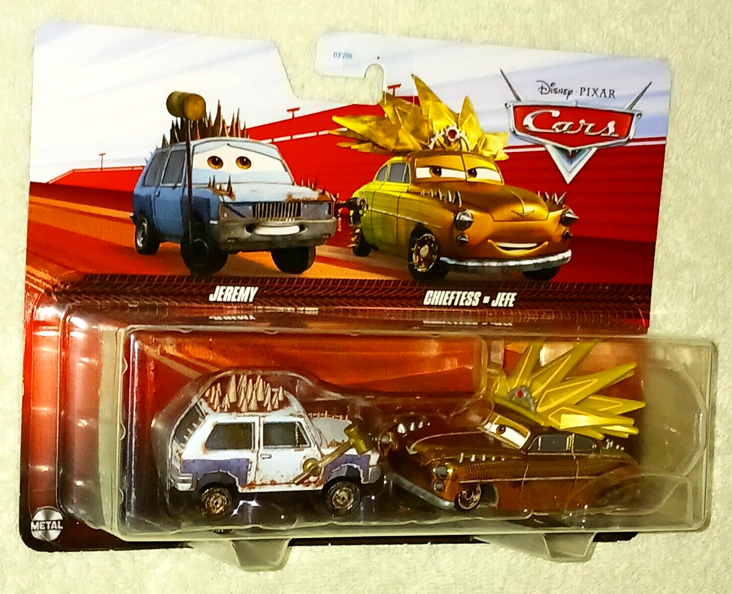 DISNEY PIXAR CARS JEREMY & CHIEFTESS SET OF 2 DIECAST CARS