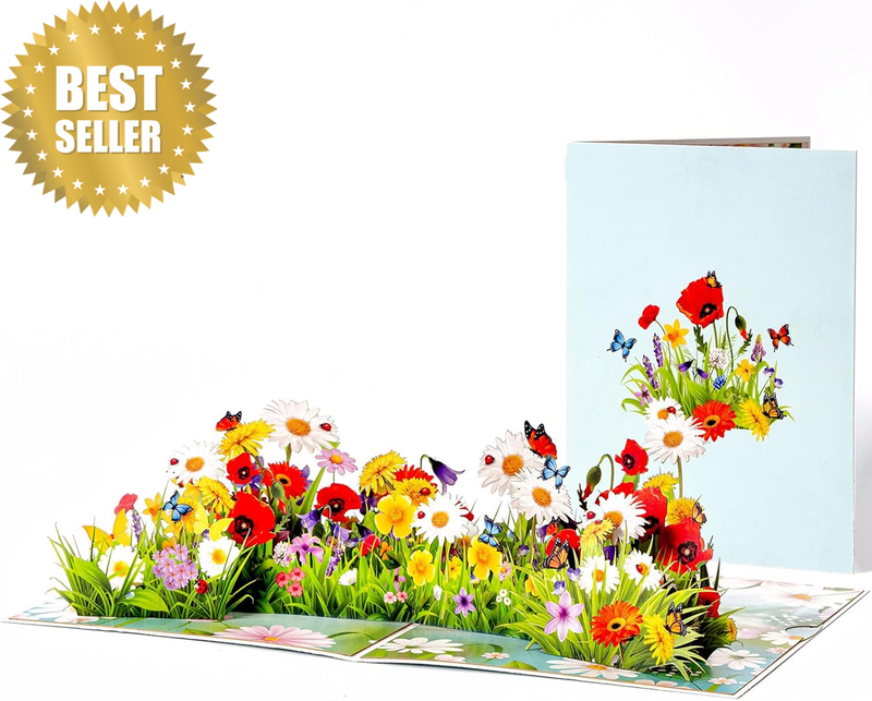 Daisy Flowers Pop up Card, 3D Greeting Card with Butterflies Flower for Mother'S