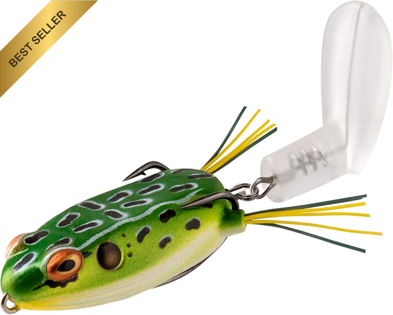 Toad Runner Jr Topwater Bass Fishing Hollow Body Frog Lure with Weedless Hooks