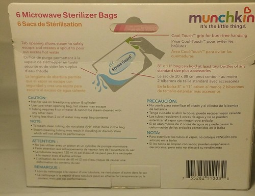 Munchkin 6 Microwave Sterilizer Bags With Steam Guard New In Box Free Ship