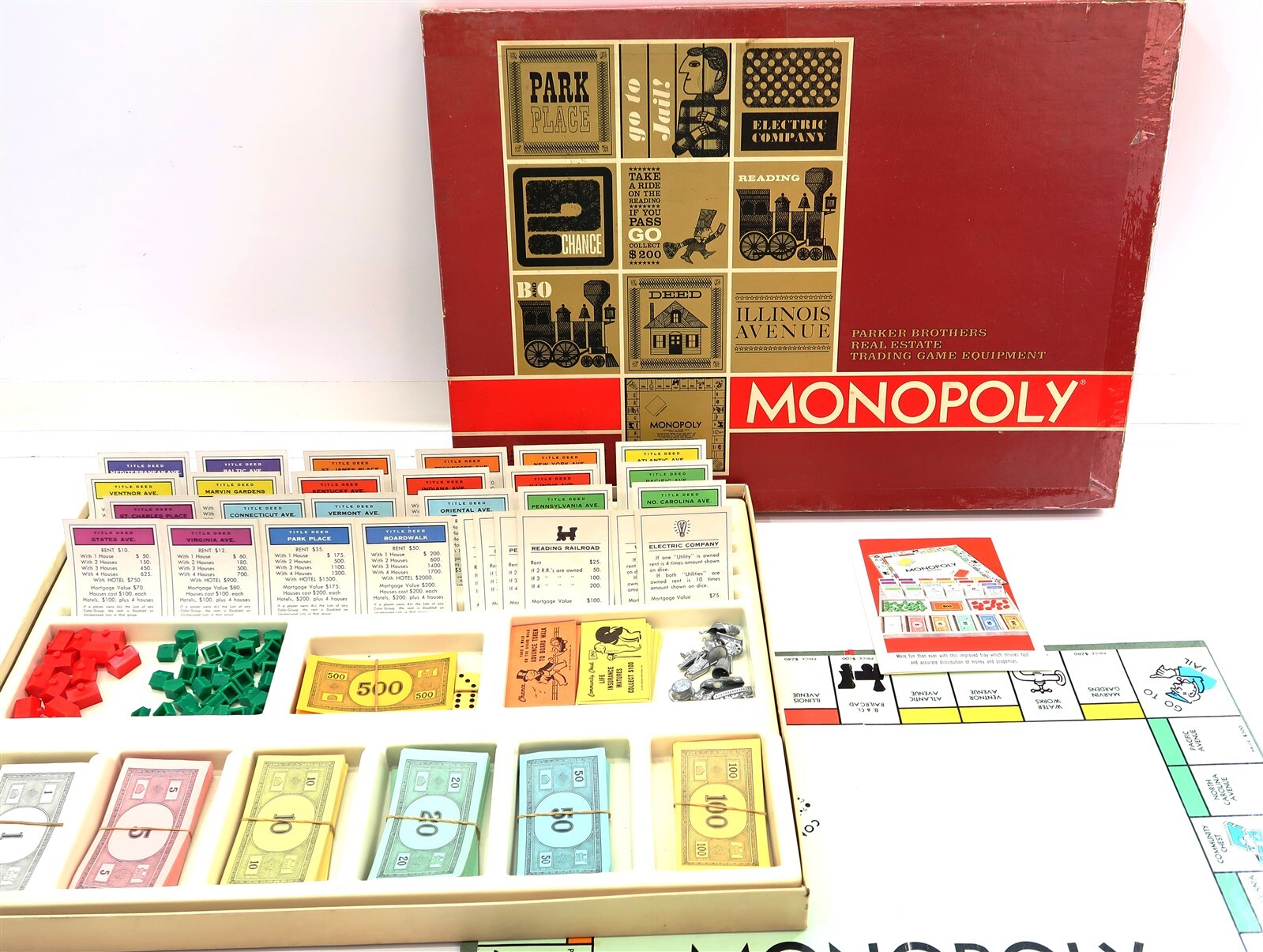 Vintage 1964 RED BOX MONOPOLY Board Game Parker Brothers