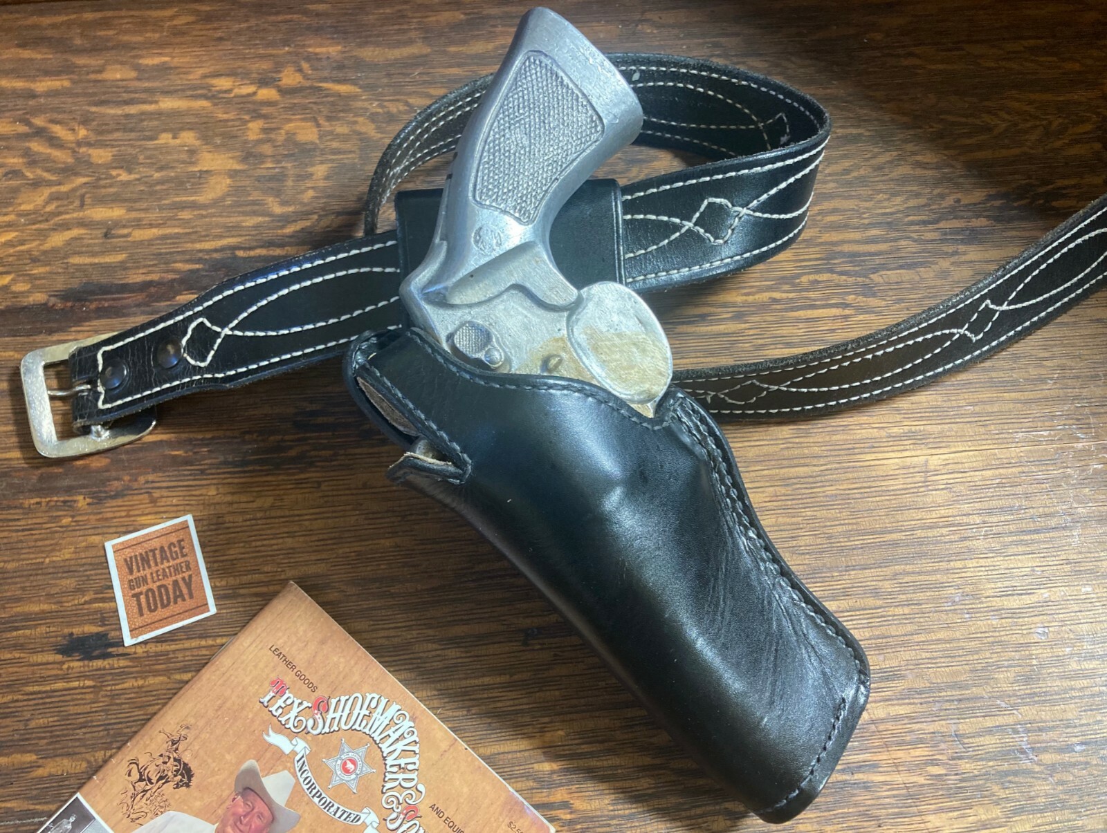 Tex Shoemaker Black Leather 35 Suede Lined Border Patrol