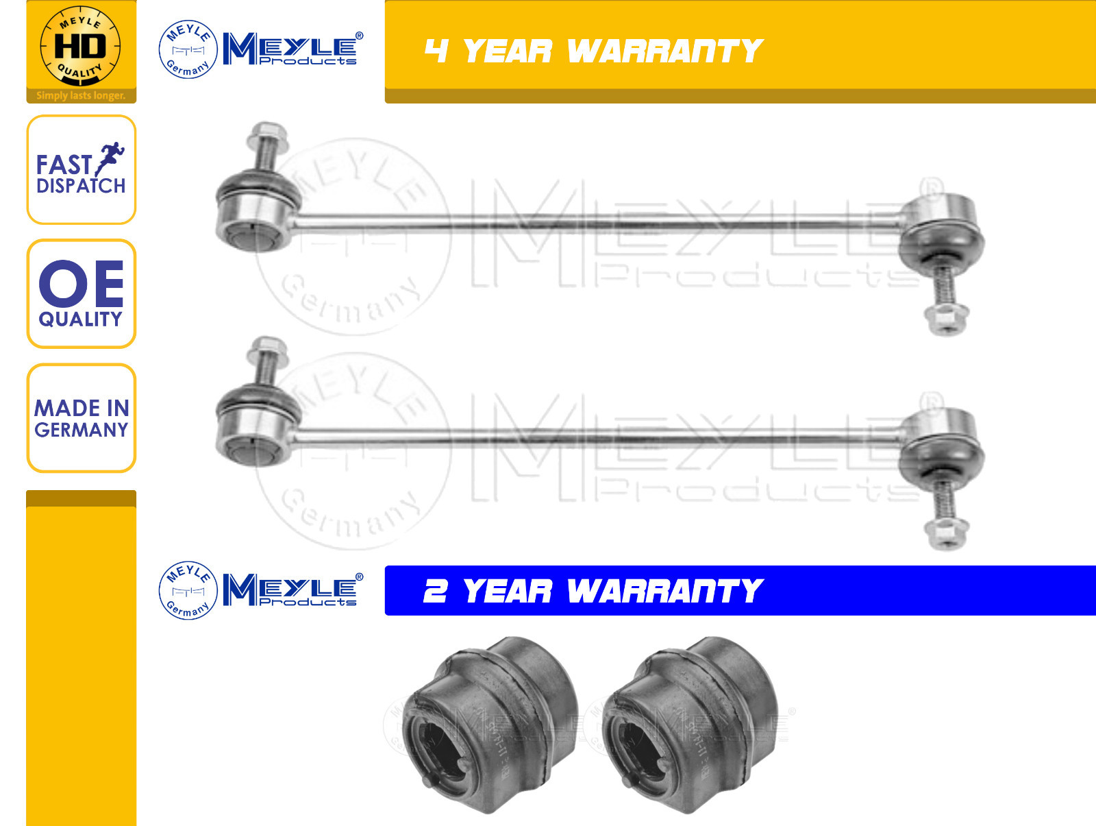 FOR PEUGEOT 307 00 FRONT ANTIROLL SWAY BAR LINKS D BUSH BUSHES MEYLE