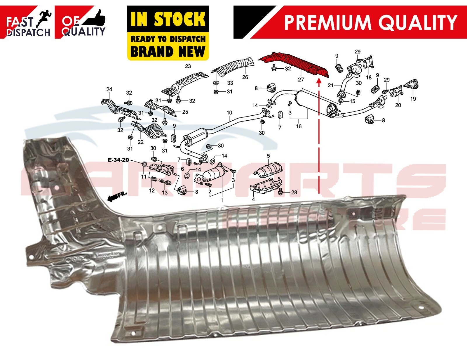FOR HONDA CIVIC 5DR 3DR TYPE R FN2 0811 GENUINE REAR EXHAUST BOX HEAT SHIELD eBay