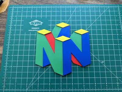 Nintendo 64 N64 cube 3D printed logo color wall mount display