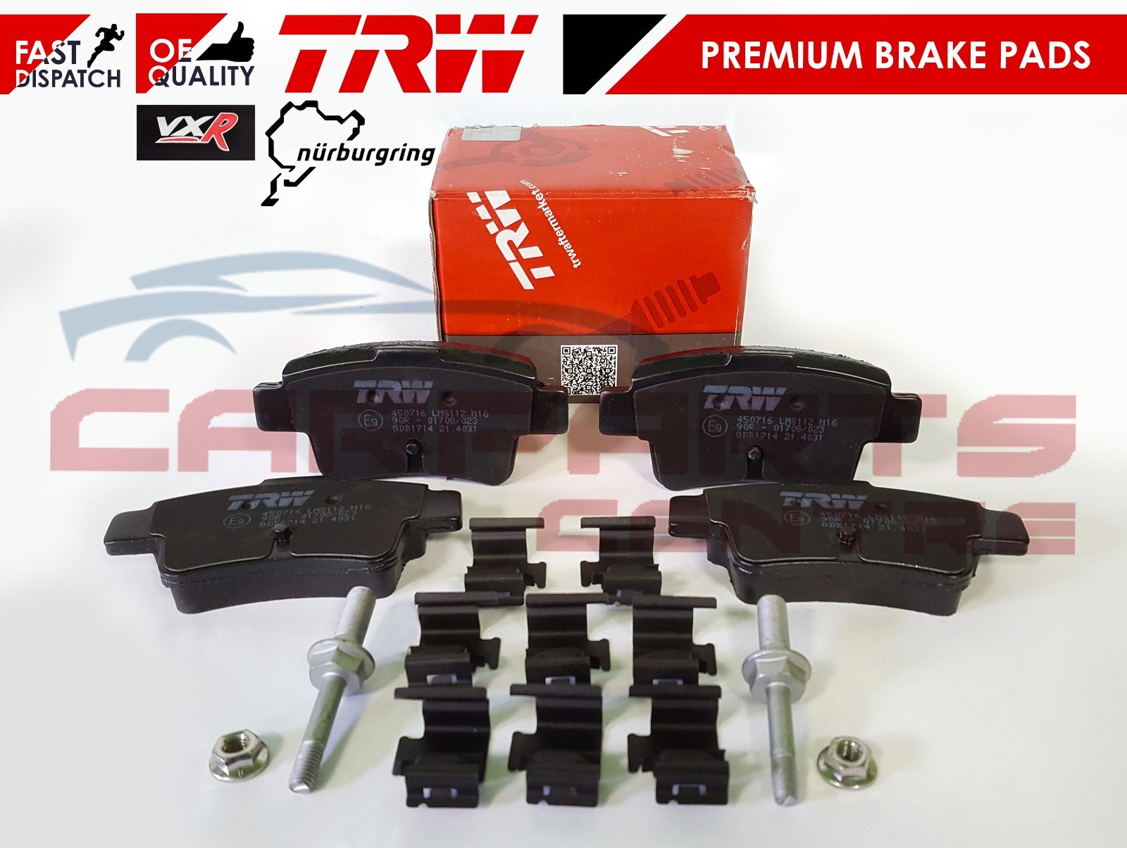 FOR VAUXHALL CORSA 1.6 VXR NURBURGRING 2011 REAR PREMIUM TRW BRAKE PAD