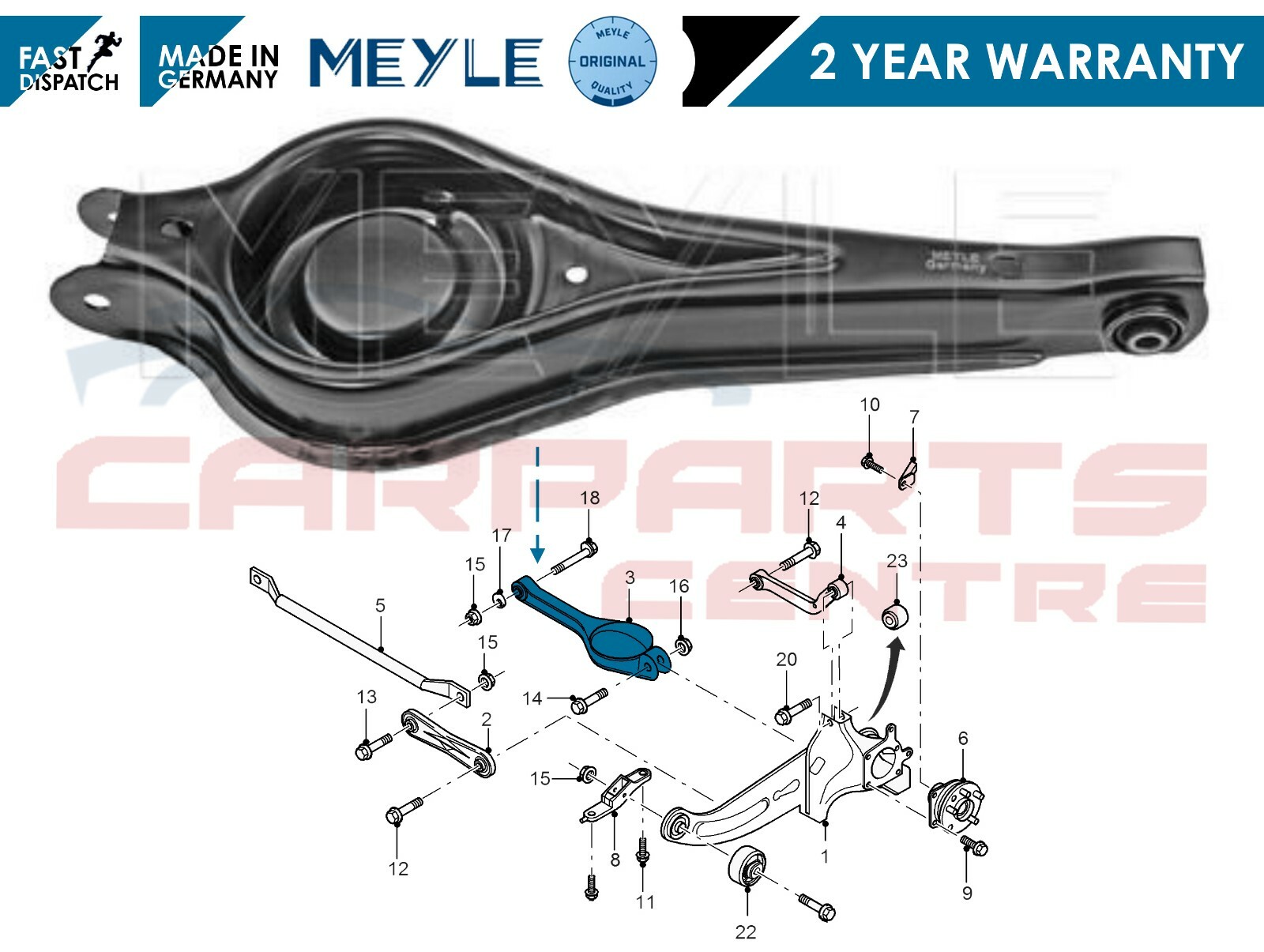 FOR FORD MONDEO MK3 2000-2007 MEYLE FRONT RIGHT WISHBONE SUSPENSION CONTROL ARM