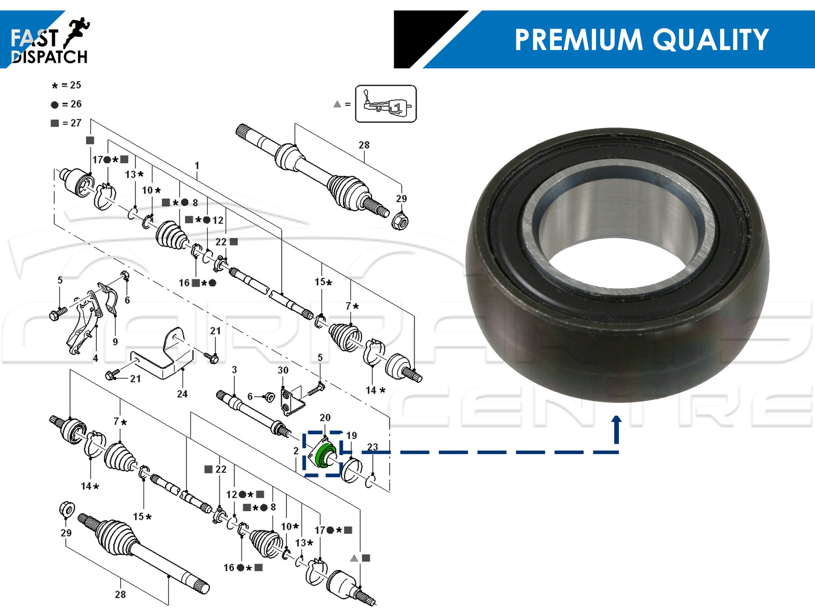 FOR FORD MONDEO MK3 20002007 INTERMEDIATE DRIVE SHAFT CENTRE BEARING