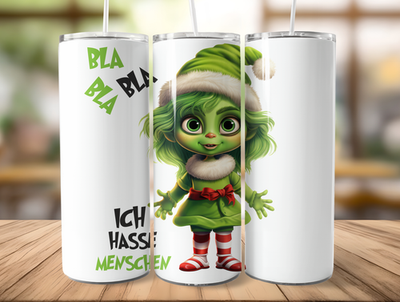 Frl. Green - BLA BLA BLA - ich hasse Menschen - Tumbler Edelstahl Trinkflasche