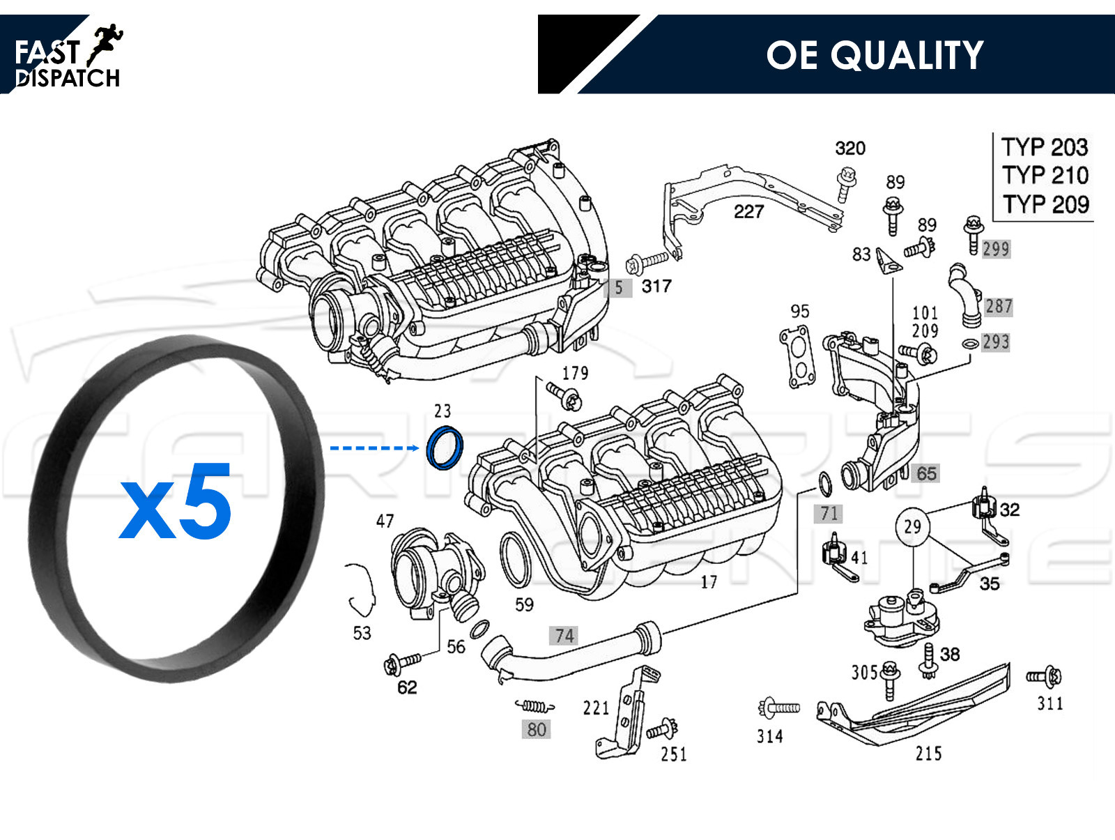 mounting kit shock absorber INTAKE C x MANIFOLD 2.2 ML CDI 2.7 CLASS 5 GASKET MERCEDES
