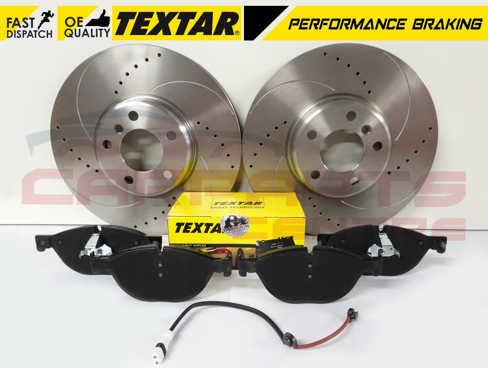 FOR BMW 530d F10 F11 FRONT DRILLED GROOVED COATED BRAKE DISCS TEXTAR