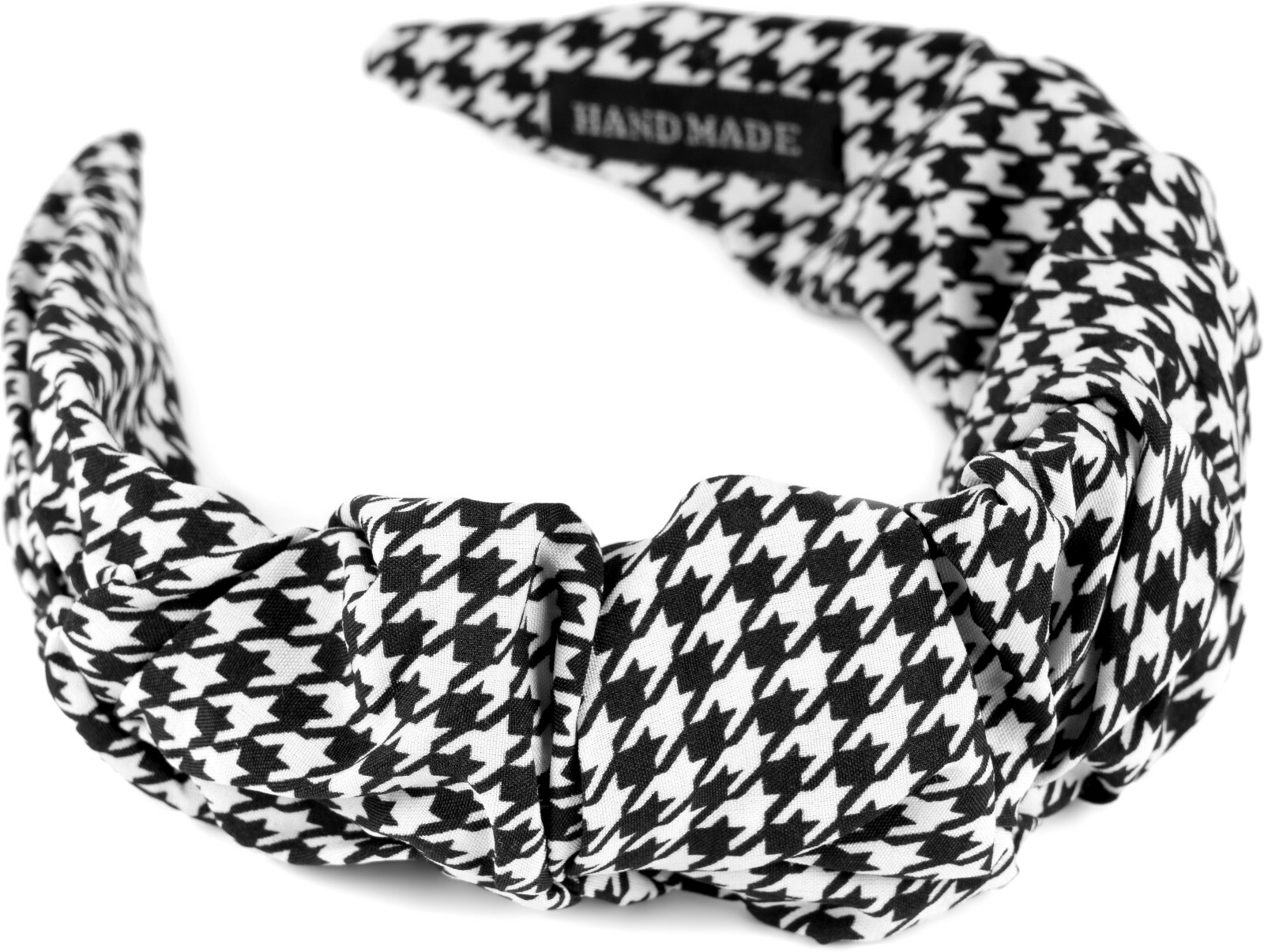 Dames Haarband Houndstooth Patroon Gevlochten Frill Optiek, Haarband Hoofddeksel