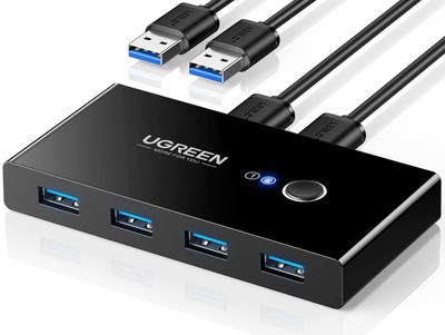 UGREEN USB 3.0 Switch Selector 2 Computers Share 4 USB 3.0 Ports KVM Switcher...
