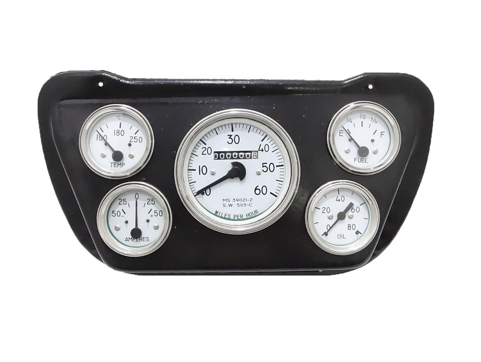 Complete White Face Speedometer Mounting plate steel Black For Willys Jeeps  
