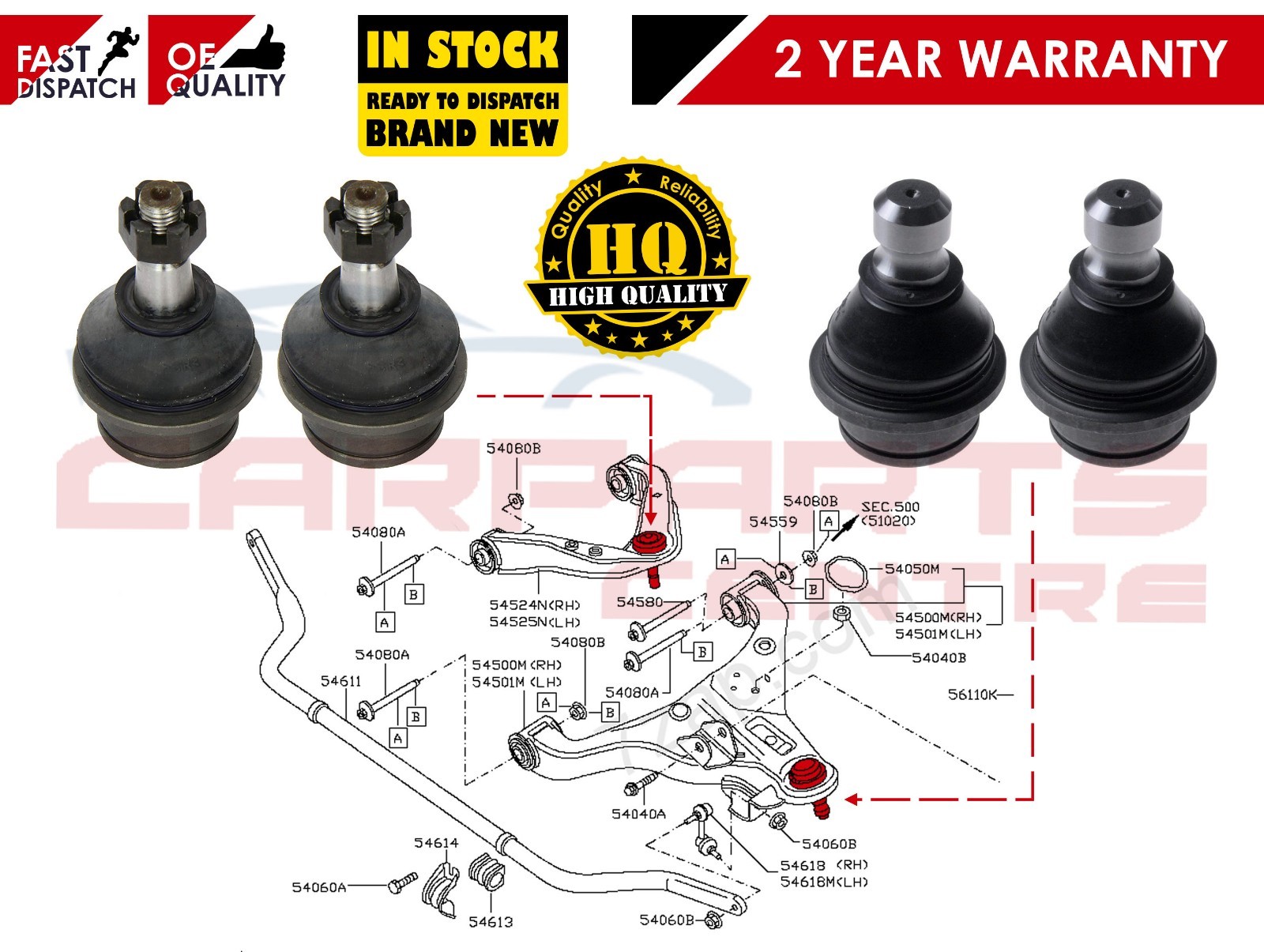 FOR NISSAN NAVARA D40 DCI PATHFINDER BALL JOINT FRONT UPPER LOWER BALL