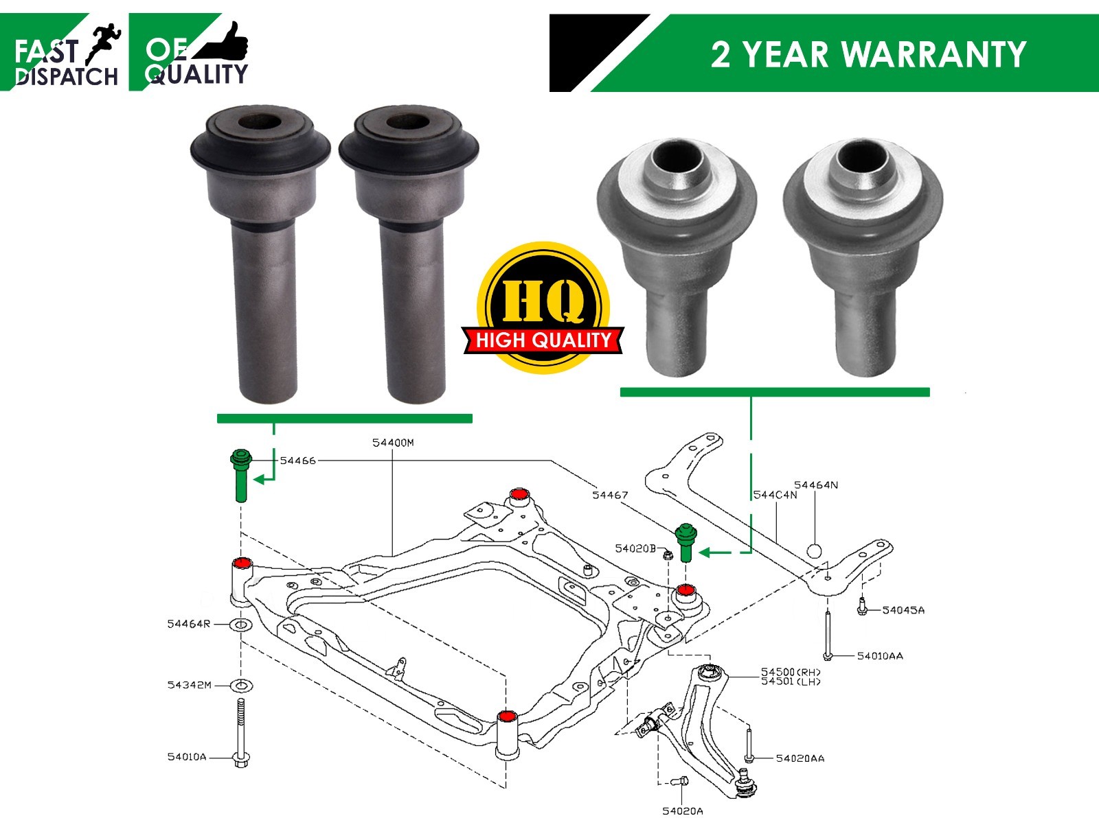 FOR NISSAN XTRAIL T31 FRONT SUBFRAME MOUNT MOUNTING BUSHES 4 BUSH SET