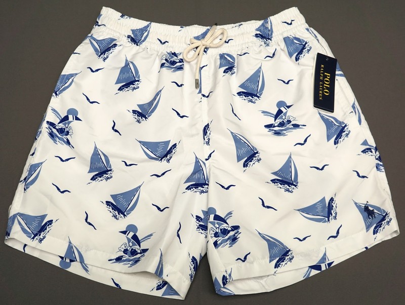 Polo Ralph Lauren Polo Bear Blue White Windsurfing Board Shorts