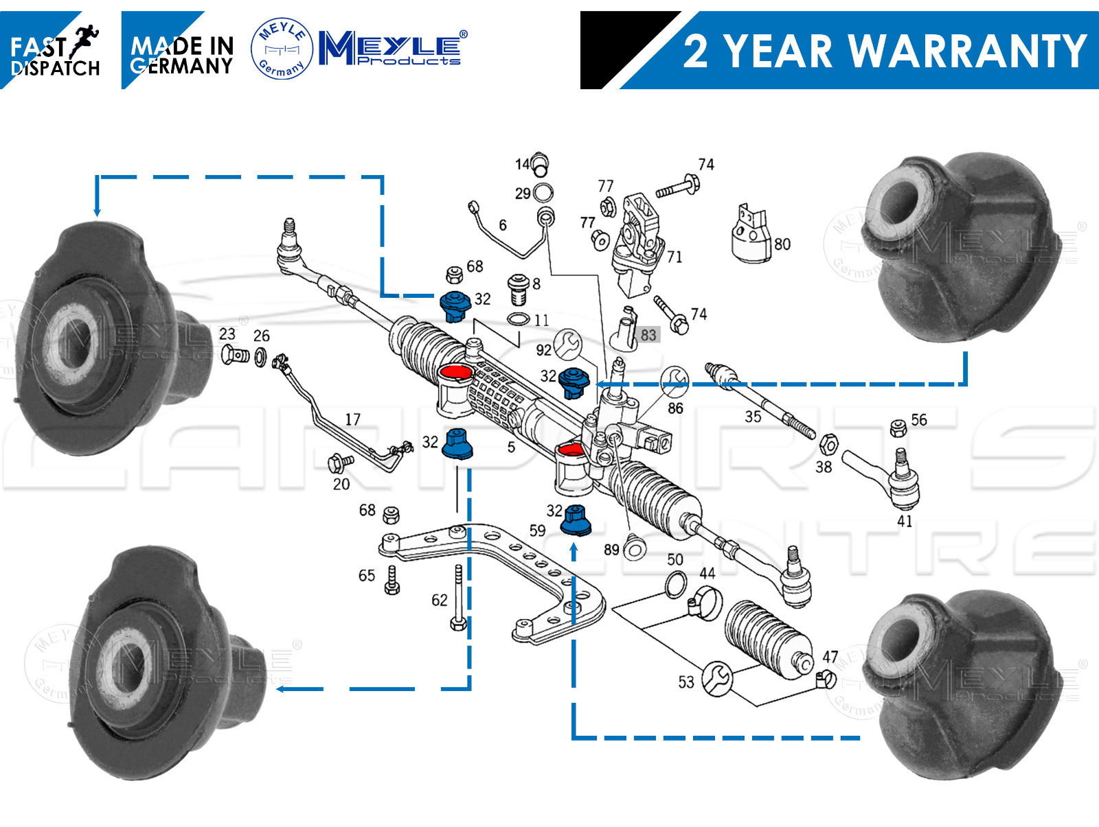 FOR MERCEDES E CLASS W210 S210 4x STEERING RACK GEAR MOUNT MOUNTING