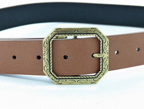 JESSICA SIMPSON Designer BROWN LEATHER Western Theme Gold  display picture 3