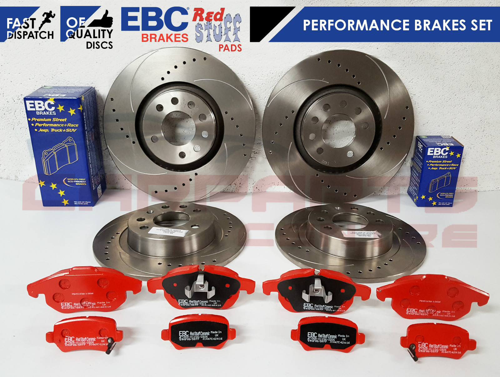 FOR VAUXHALL ASTRA H 2.0 VXR FRONT REAR DRILLED GROOVED DISCS BRAKE