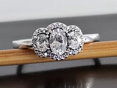 NEW 100%  Authentic PANDORA  925 Silver Three Stone Vintage Ring 190049C01