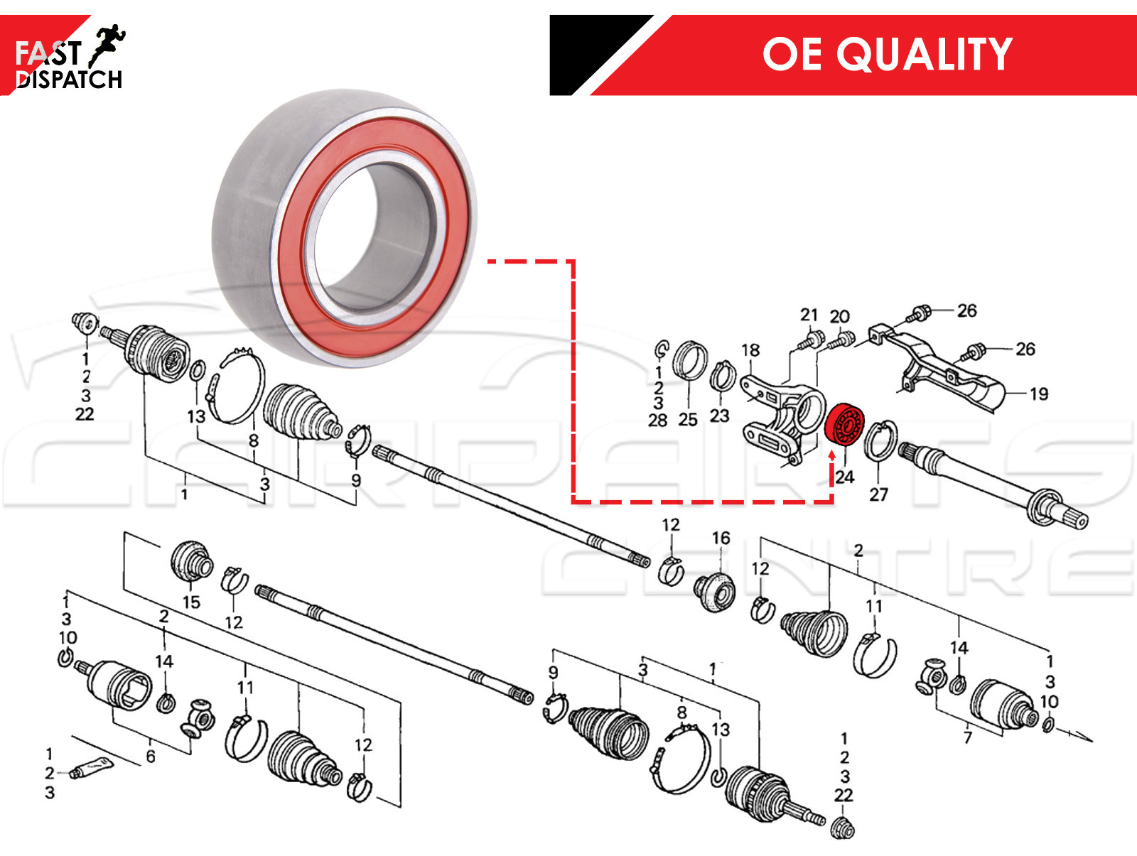 FOR HONDA CIVIC 2.0 TYPE R EP3 FRONT RIGHT OFFSIDE SIDE DRIVE HALF
