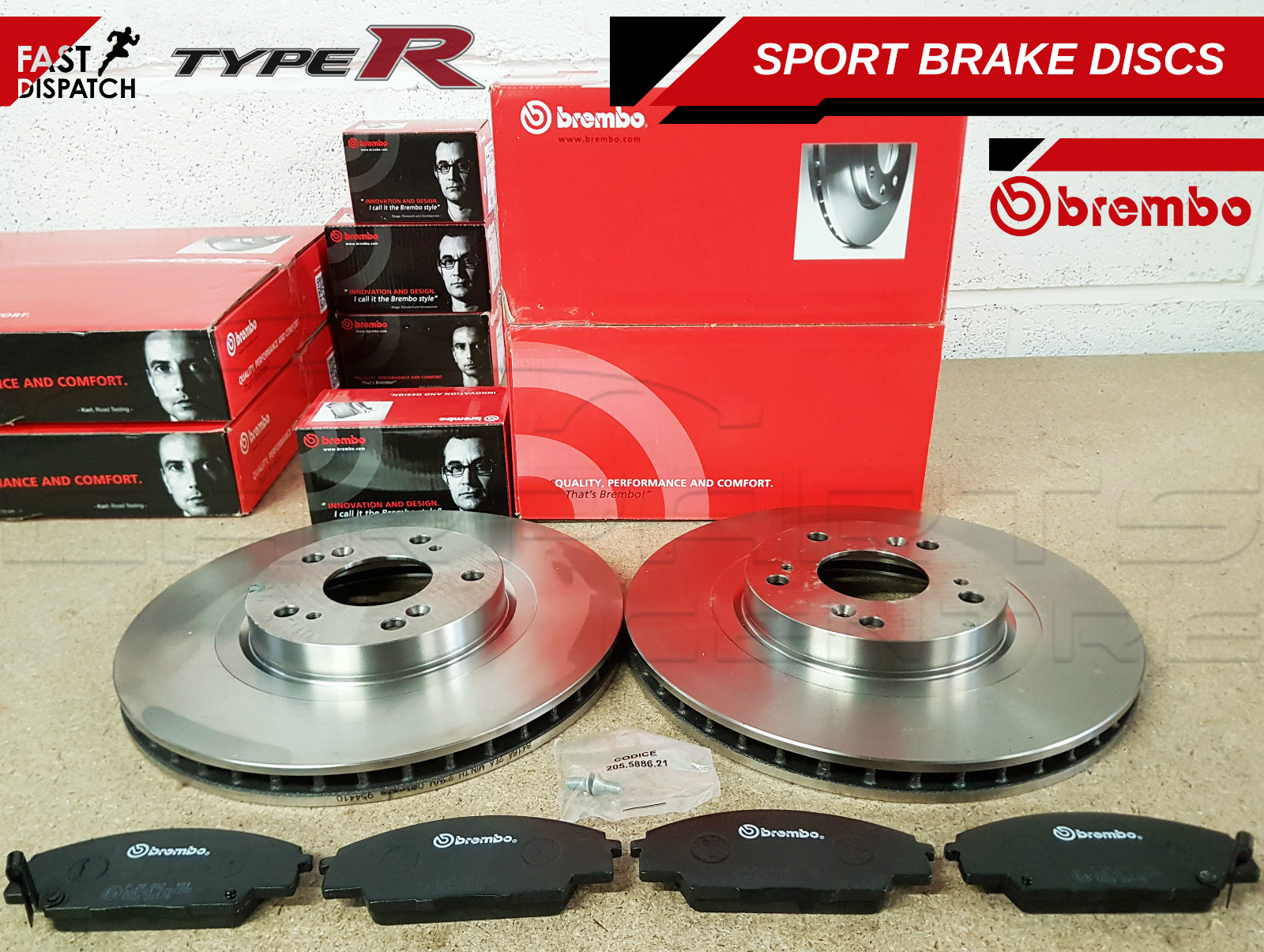 FOR HONDA CIVIC 2.0 TYPE R EP3 JDM FRONT BREMBO BRAKE DISC DISCS PADS