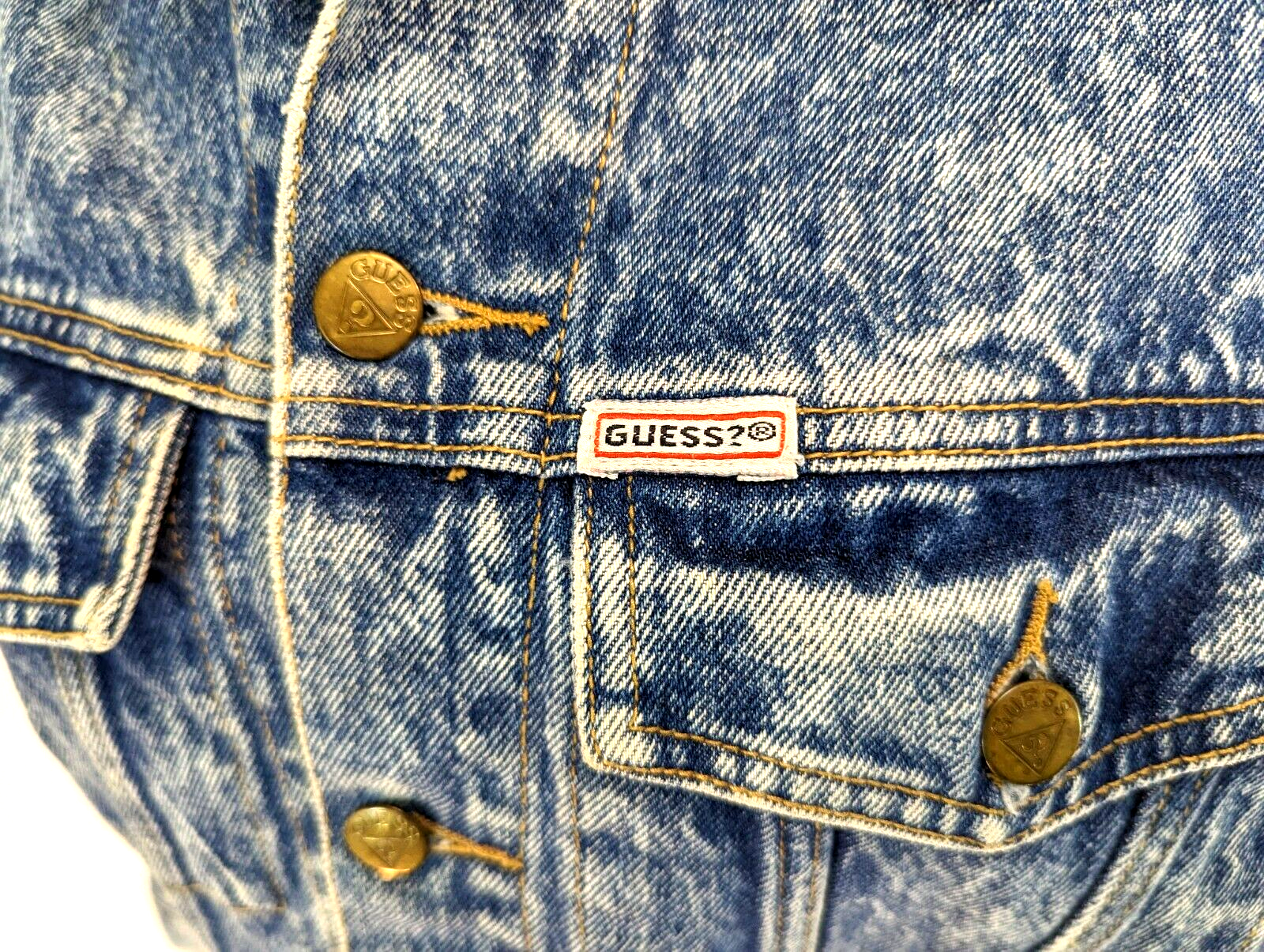 VTG 80's GUESS Jeans USA Women's Denim Jacket Cropped Acid