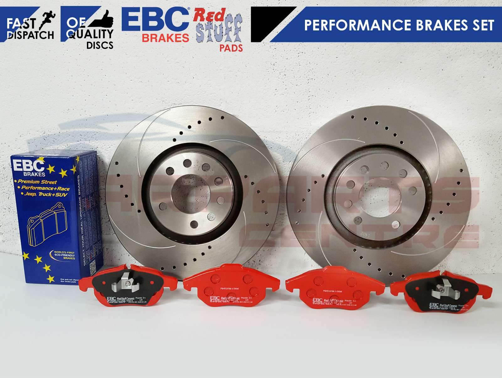 FOR VAUXHALL ASTRA H 2.0 VXR FRONT DRILLED GROOVED DISCS BRAKE PADS EBC