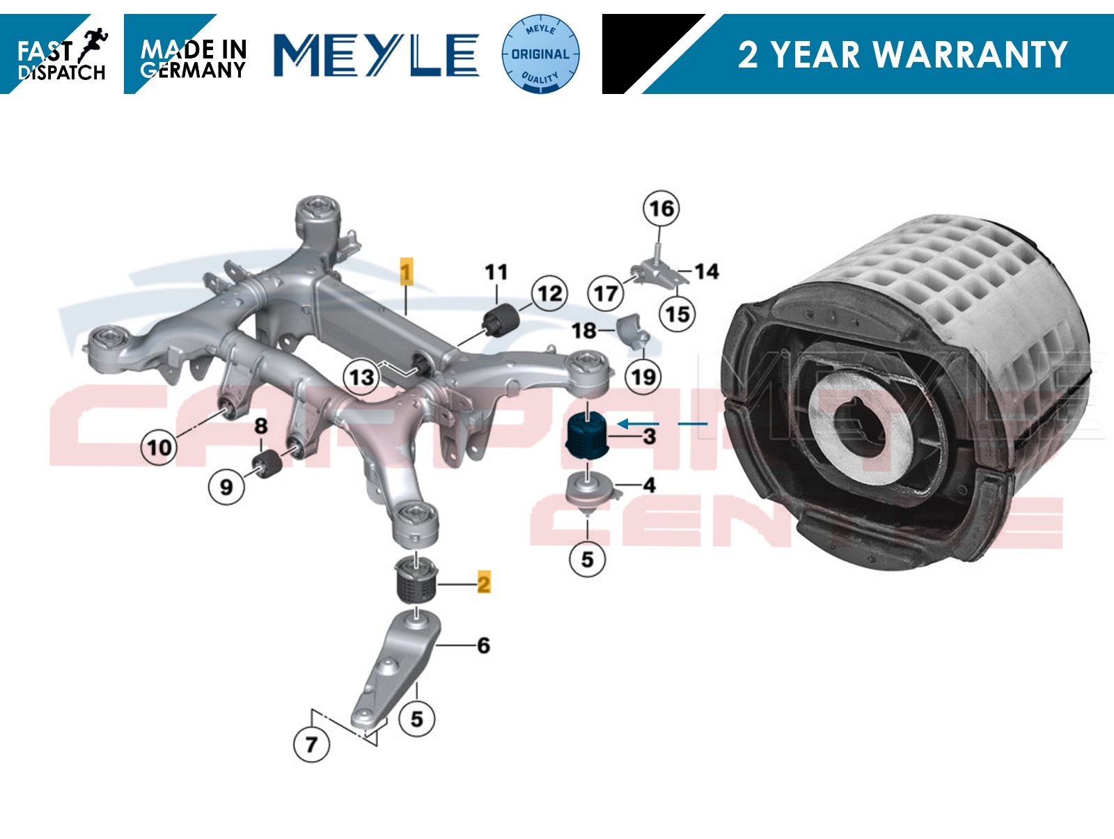FOR BMW 5 SERIES F10 F11 REAR AXLE SUBRAME REAR BUSH BUSHING MEYLE