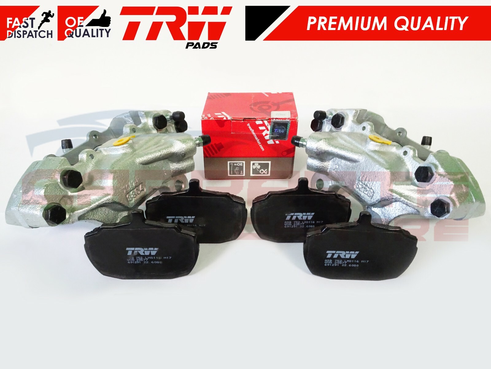 UPGRADED AUSTIN PRINCESS 4 POT BRAKE CALIPERS & TRW PAD KIT ESCORT