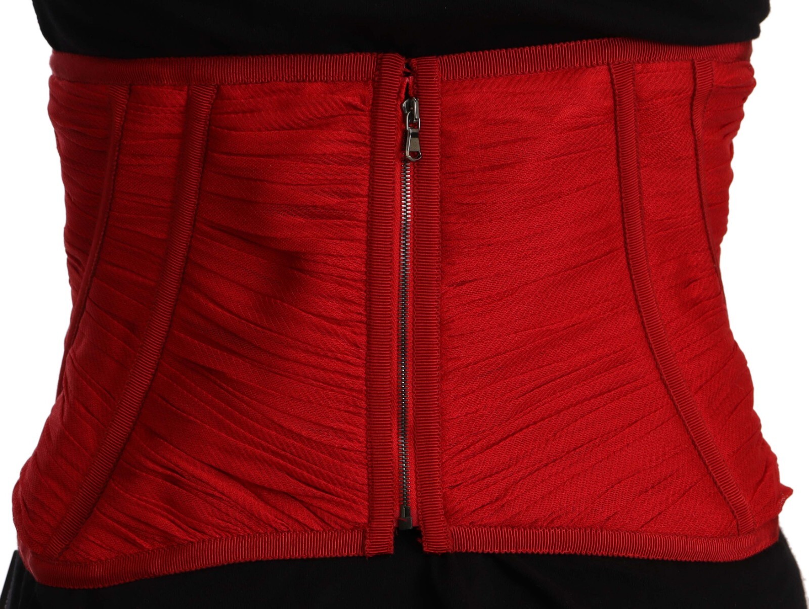 Pre-owned Dolce & Gabbana Top Silk Red Corset Belt Stretch Waist Strap It36/us2/xs $900