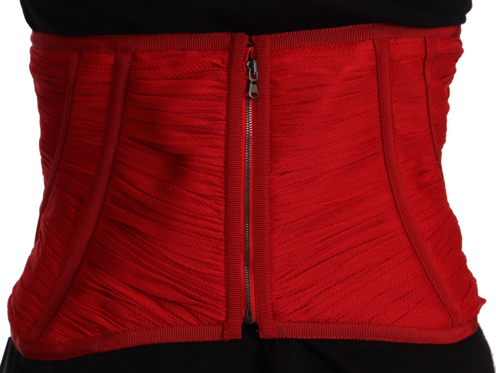 Pre-owned Dolce & Gabbana Top Silk Red Corset Belt Stretch Waist Strap It36/us2/xs $900