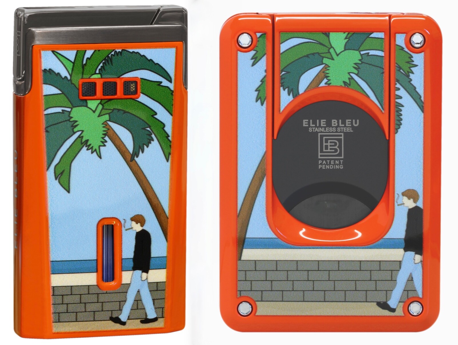 Elie Bleu EBJ1575 & EBC4475 Casa Cubana Cigar Cutter & Lighter Set