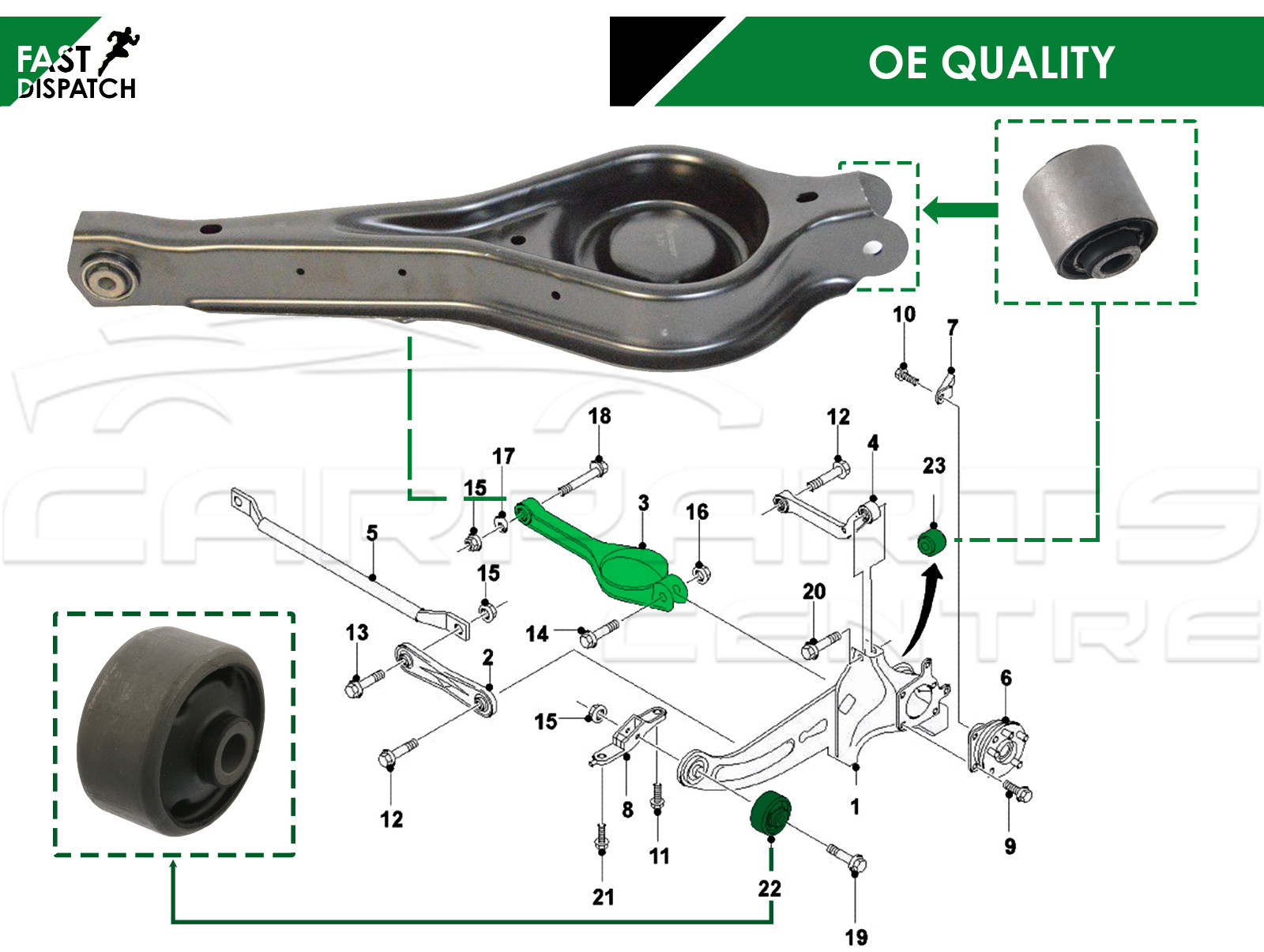 FOR JAGUAR XTYPE REAR SUSPENSION CONTROL TRAILING WISHBONE ARM BUSH