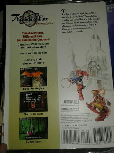Threads of Fate Brady Strategy Guide| Playstation 1 PS1 Squaresoft Official Book