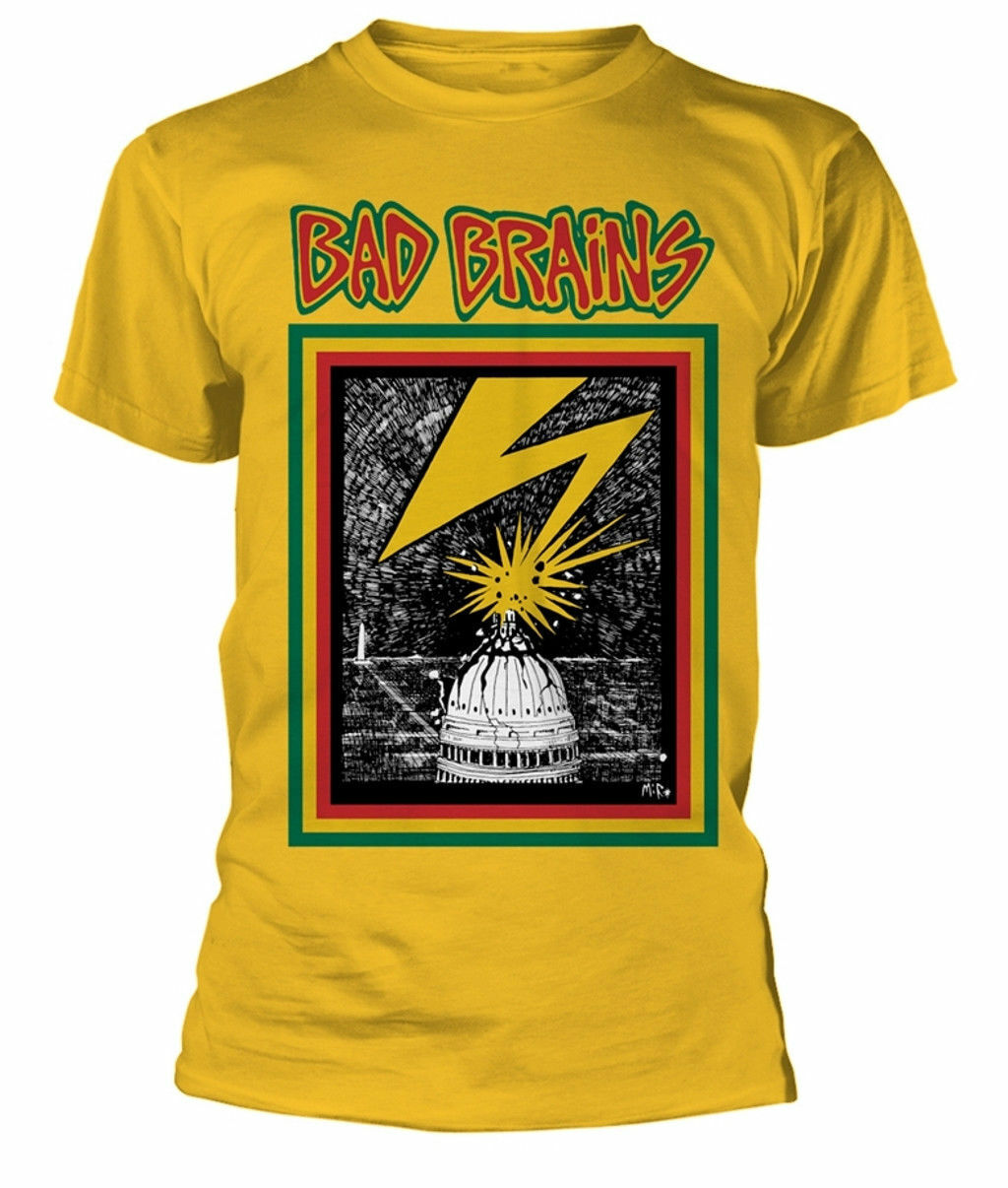 Official Bad Brains T Shirt Yellow Album Logo Mens Metal Official Bad Brains T Shirt Yellow Album Logo Mens Metal