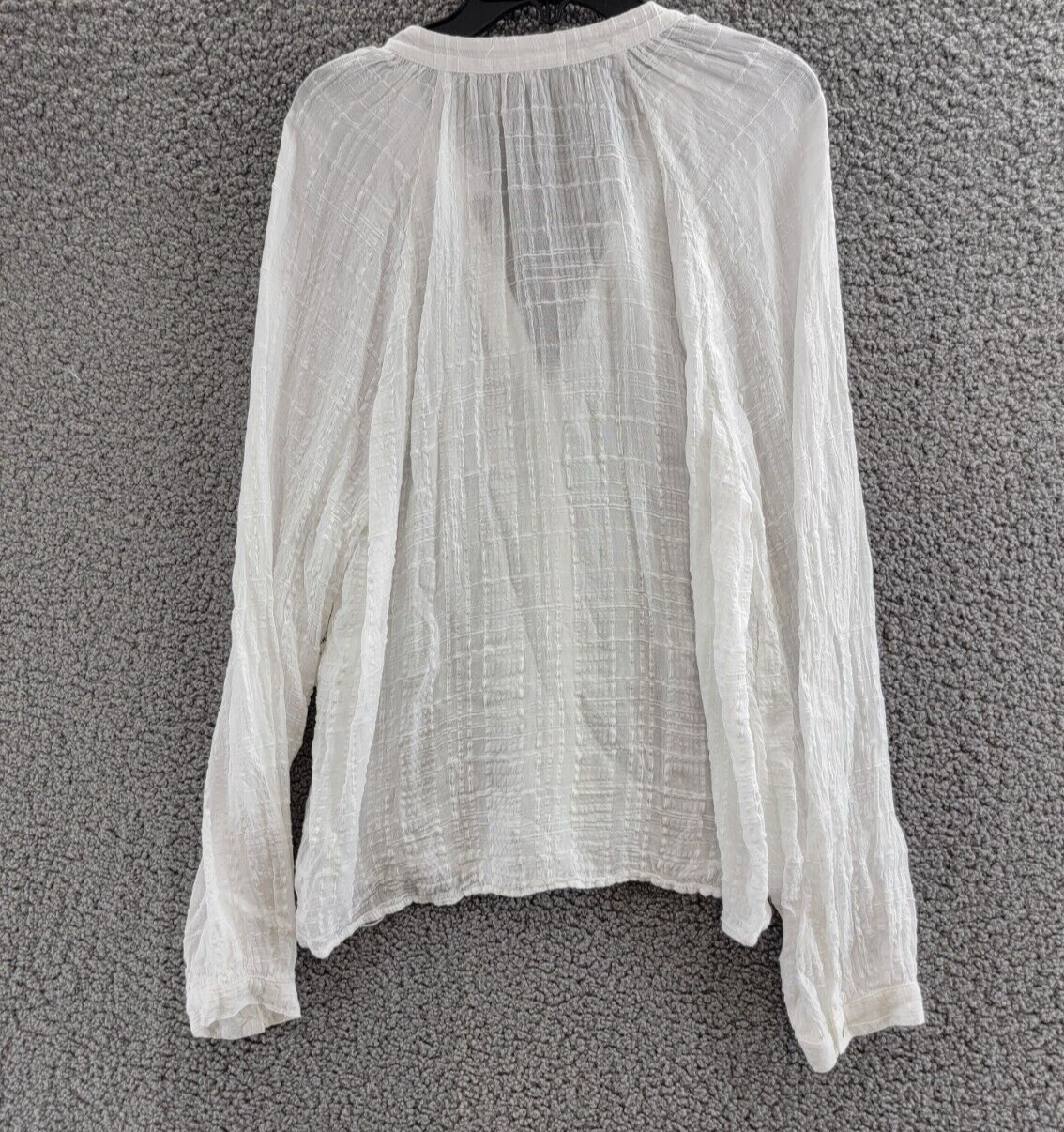 Bella Dahl Tie Neck Raglan Button Down Shirt Women's L White Split Neck L/S - Picture 13 of 19