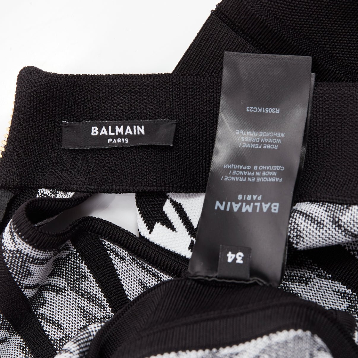 BALMAIN 2023 black white houndstooth gold lion button halter BALMAIN 2023 black white houndstooth gold lion button halter