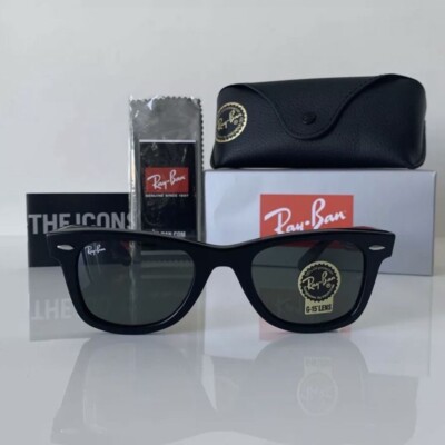 Ray-Ban RB2140 901 50-22 Wayfarer Green Lens  Classic Sunglasses - Gloss Black