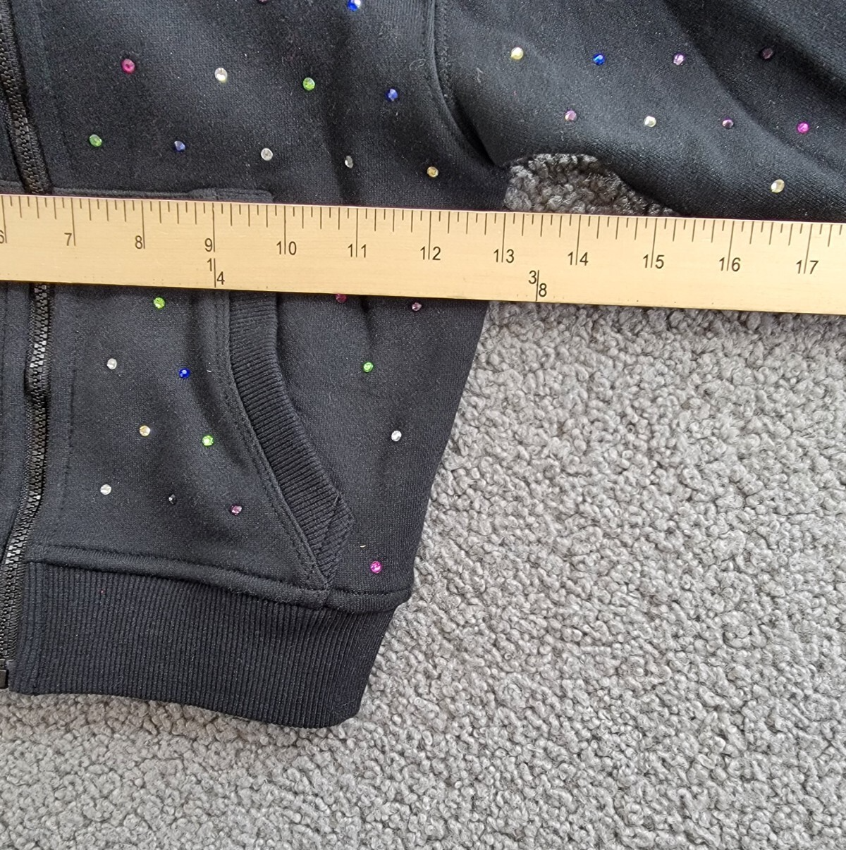 Terez Gems Full Zip Hoodie Toddler Girls' 4 Black Kangaroo Pockets Long Sleeve - Picture 6 of 15