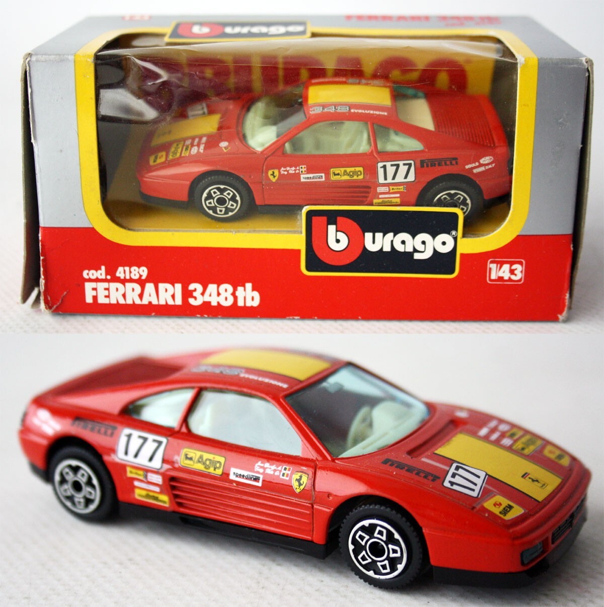 VINTAGE 80'S BBURAGO RED FERRARI 348 tb 1:43 4189 ITALY NEW VINTAGE 80'S BBURAGO RED FERRARI 348 tb 1:43 4189 ITALY NEW