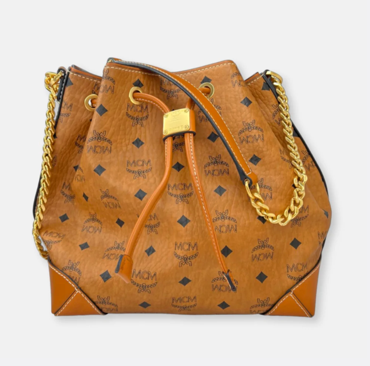 MCM バケツ型レザーバッグ ブラウン